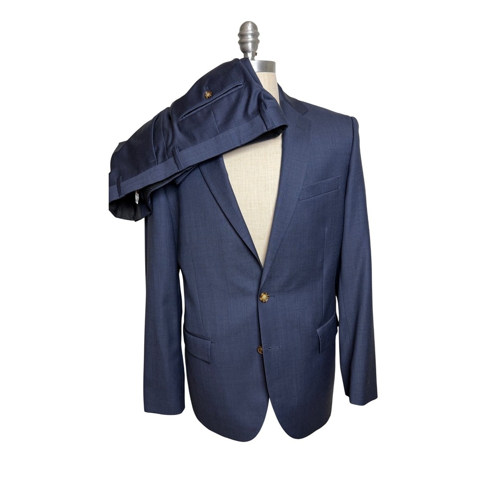 J.Crew Thompson Mens Navy Blue 100% Wool 2-Piece Suit 42R 35x30